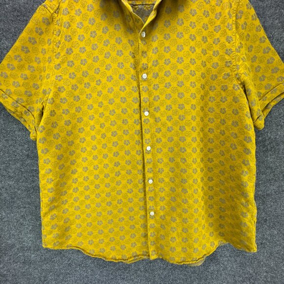 Baird McNutt Murano Shirt Mens Extra Large Linen‎ Blend Button Up Mustard Yellow - Picture 3 of 14